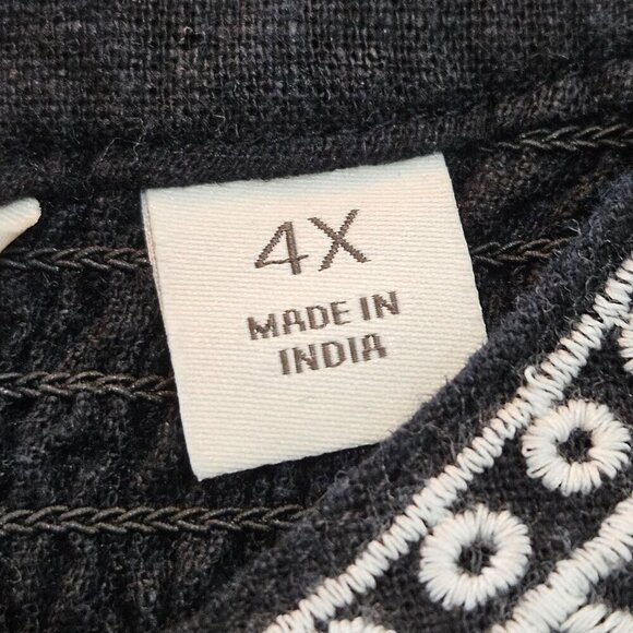 Beautiful By Lawrence Zarian 4X B & W Embroidered Boho Cardigan Jacket Linen - Picture 10 of 12